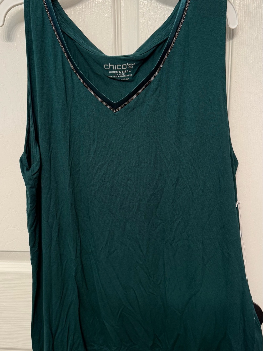 NWT Chico's Forest Green V-Neck Sleeveless Top